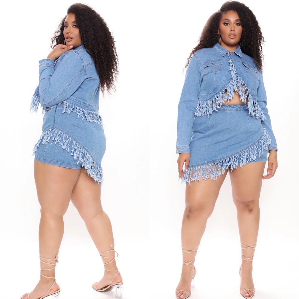 Fashion nova only highlights denim skirt set plus size